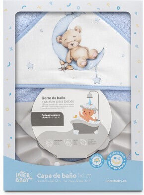 Interbaby Детска Шапка-Худи Мече Син 100x100см