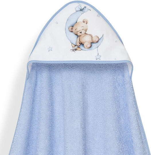 Interbaby Детска Шапка-Худи Мече Син 100x100см