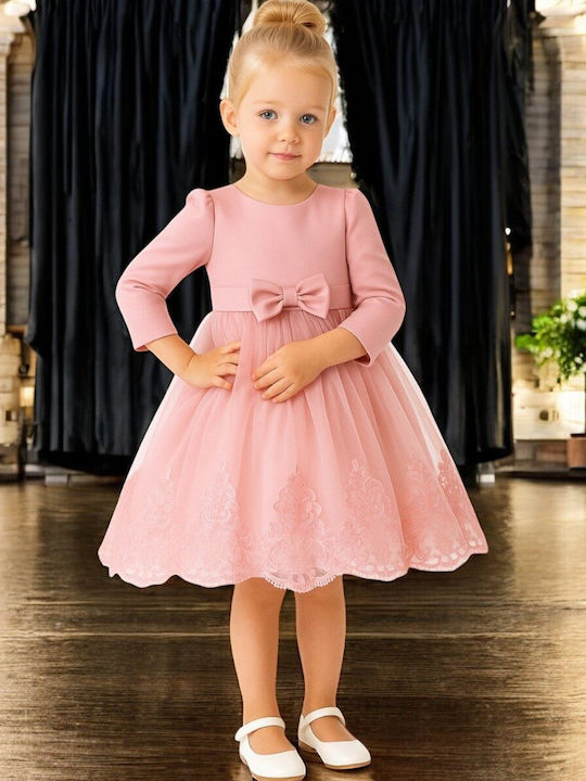 Children's Dress Long Sleeve Lace Dusty Pink