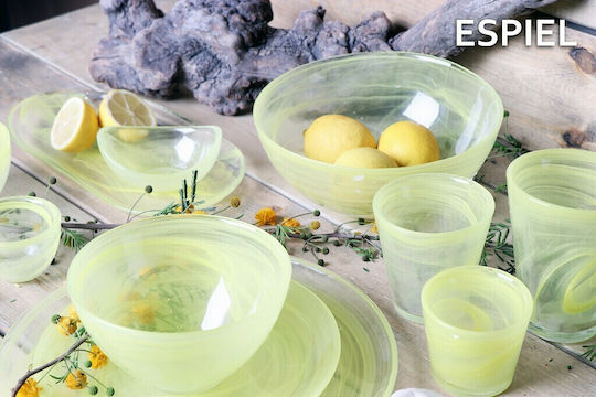 Espiel Atlas Serving Bowl Oval Glass Yellow 10x8cm 6pcs