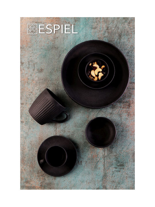 Espiel Servierschüssel Rund aus Porzellan Schwarz mit Durchmesser 13.5cm