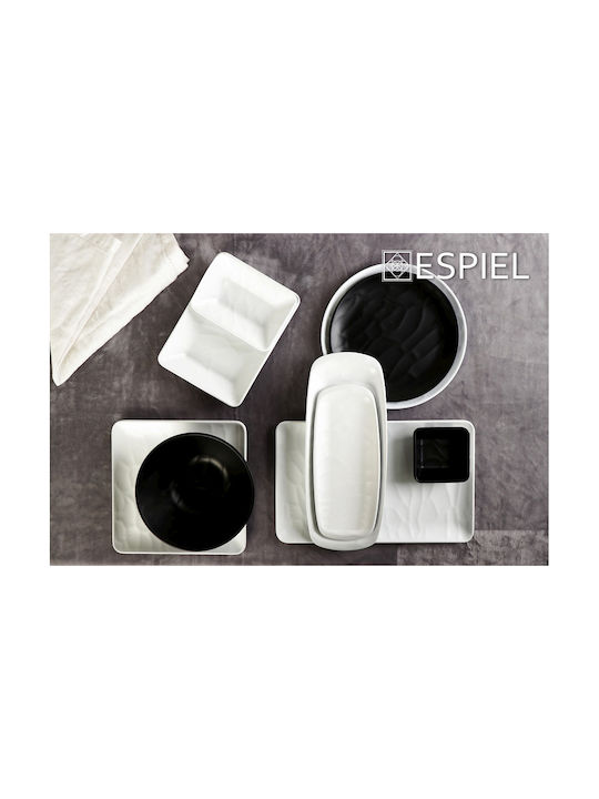 Espiel Wavy Matte Serving Bowl Square made of Melamine Black 18x18cm