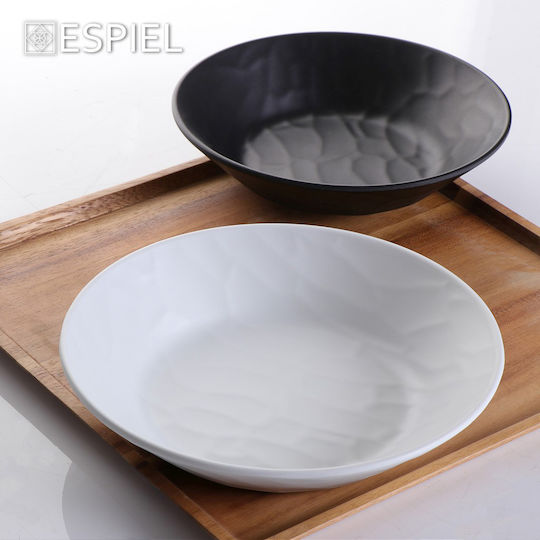 Espiel Wavy Servierschüssel Rund aus Melamin Matte Black mit Durchmesser 15cm