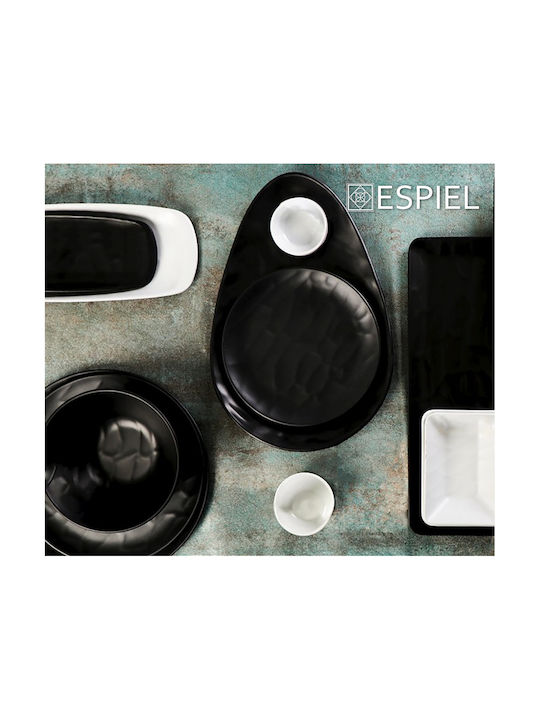 Espiel Wavy Matte Serving Bowl Square made of Melamine Black 18x18cm