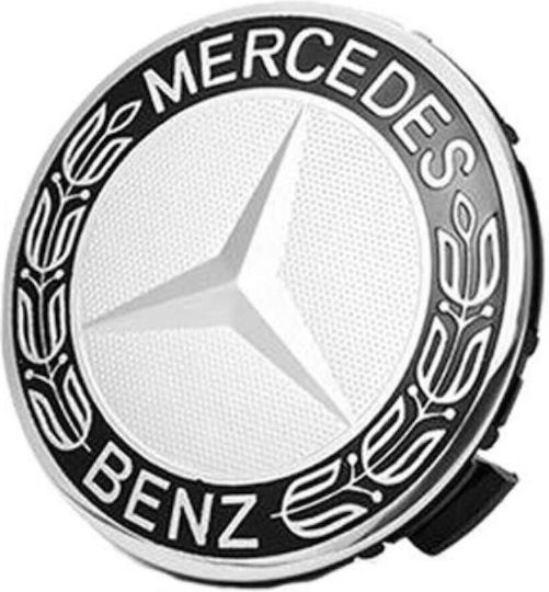 Auto Gs Τάπα Κέντρου Ζάντας Mercedes Benz Καπάκια Ζαντών Mercedes Σε 3 Διαστάσεις με Εσωτερική Διάμετρο 68mm Μαύρο 1τμχ