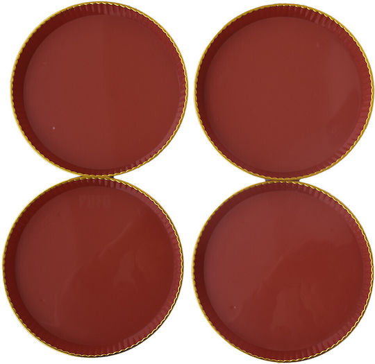Set 4 Gentle Puff Round Trays Serving Appetizers Sweets Candies 15 Cm Red