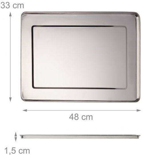 Relaxdays Stainless Steel Rectangular Serving Tray in Gray Color 48x48x33cm 1pcs