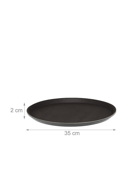 Relaxdays Kunststoff Rund Serviertablett Rutschfest in Schwarz Farbe 35cm 10043120 1Stück