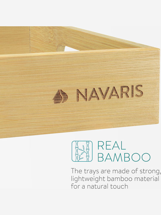 Navaris Bamboo Rectangular Serving Tray made of Bamboo with Handles in Beige Color 53446.03 1pcs