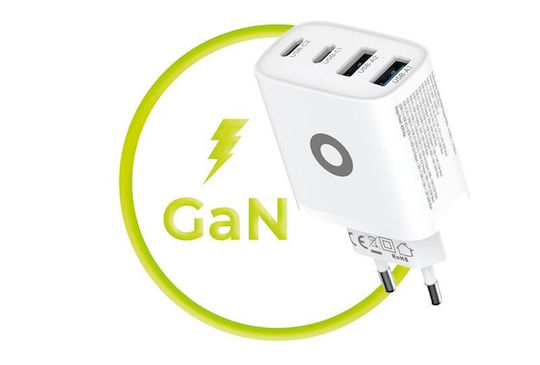 Mobile Origin Charger Without Cable GaN with 2 USB-A Ports and 2 USB-C Ports 40W Power Delivery Whites (MO-40WCH-PW22)