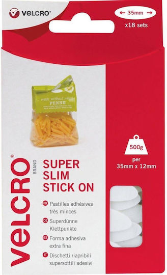 Ταινία Αυτοκόλλητη Λευκή Super Slim Oval 35mm 18pcs Velcro Stick On 60212 Ταινία Αυτοκόλλητη Λευκή Super Slim Oval 35mm 18pcs Velcro Stick On 60212