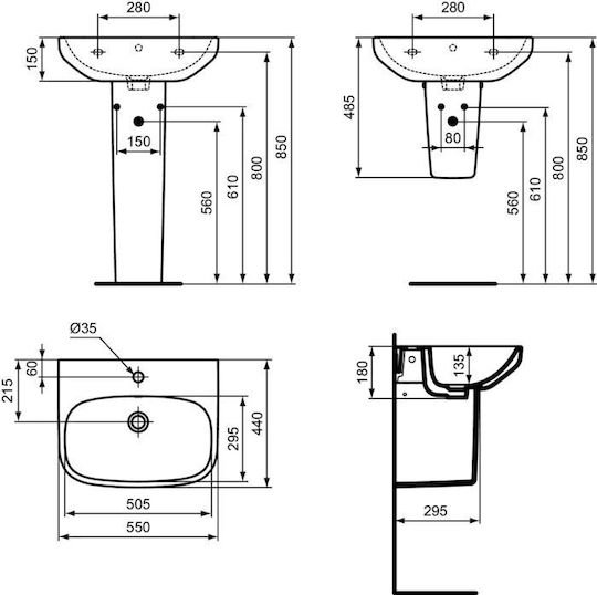 Coloană De Podea Pentru Lavoar Ideal Standard T471201 Albă