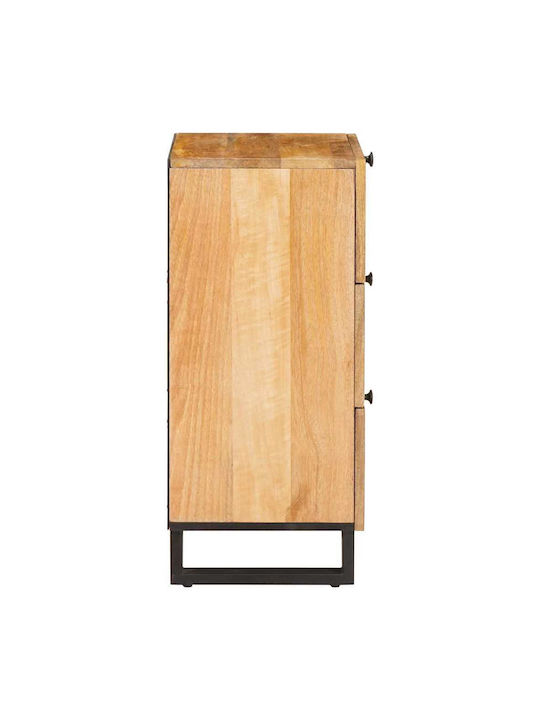 Wooden & Metallic Chest of Drawer Coffee 40x33.5x75cm