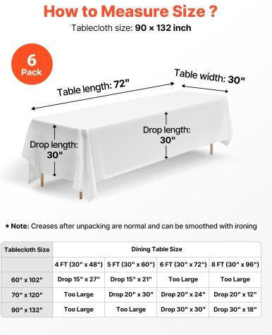 Vevor Τραπεζομάντηλο Λευκό 90x132cm 6τμχ