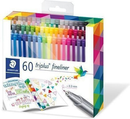 Staedtler Μαρκαδόροι Σχεδίου Μαύροι 0.3mm Σετ 60τμχ