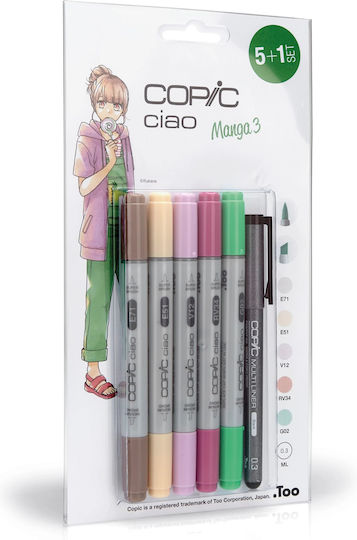 Copic Ciao Μαρκαδόροι Σχεδίου Manga 3 Σετ 5 χρώματα