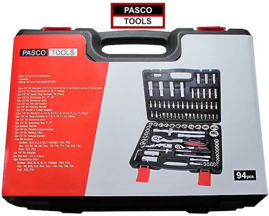 Pasco Set Ratchet 1\2" & 1\4" 94pcs