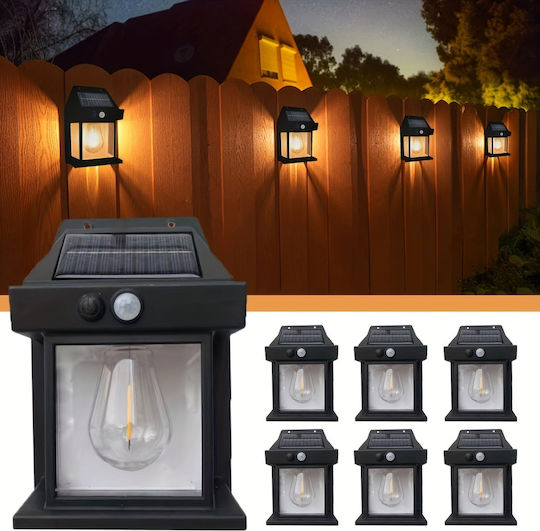 Set of 4 x Solar Wall Lamps 2W 600lm Waterproof IP65 for Garden or Home Black