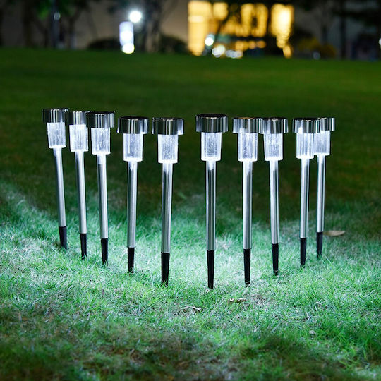 GloboStar Set of 10 Stake Solar Lights Lanterns 1W 100lm Cold White 6000K with Motion Sensor and Photocell IP65