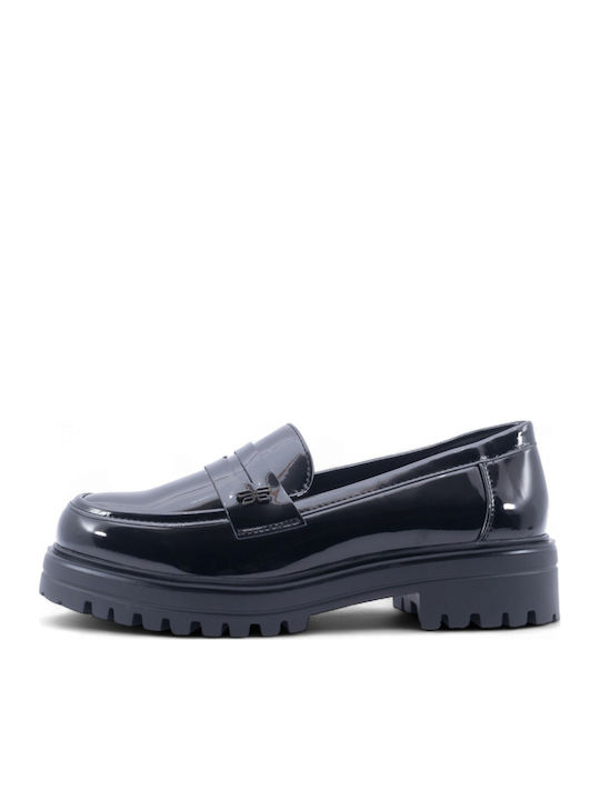 Лачени Дамски Loafers в Черен Цвят