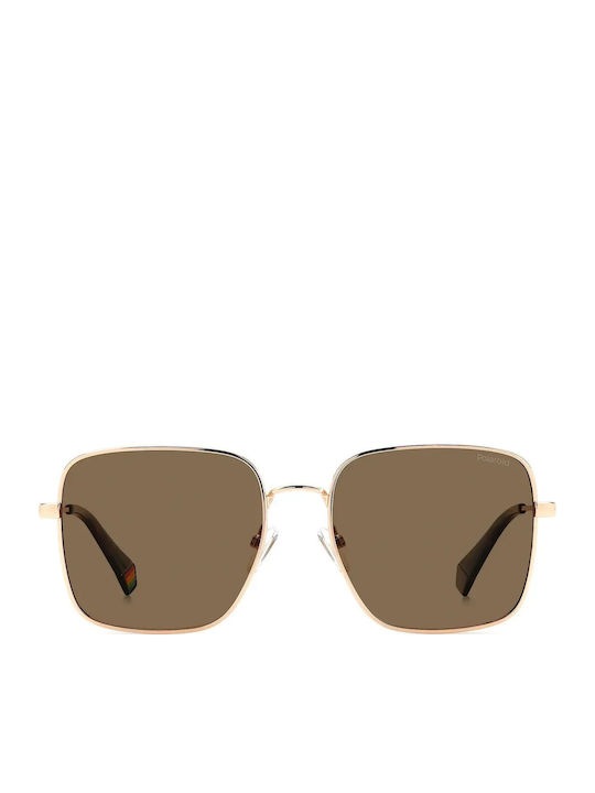 Polaroid Women's Sunglasses with Gold Metal Frame and Brown Lens PLD6194/S DDB/SP
