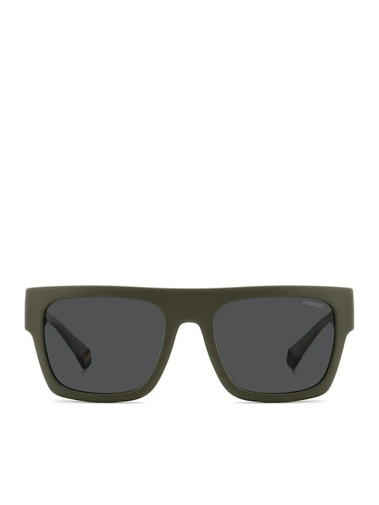Polaroid Men's Sunglasses with Green Plastic Frame and Gray Lens PLD6224/S/X 3Y5/M9