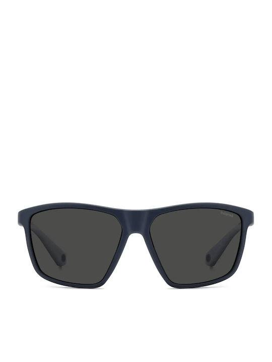 Polaroid Men's Sunglasses with Blue Plastic Frame and Gray Lens PLD7040/S FLL/M9