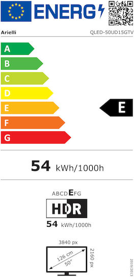 Arielli Smart Τηλεόραση 50" 4K UHD QLED 50UD15GTV HDR (2025)