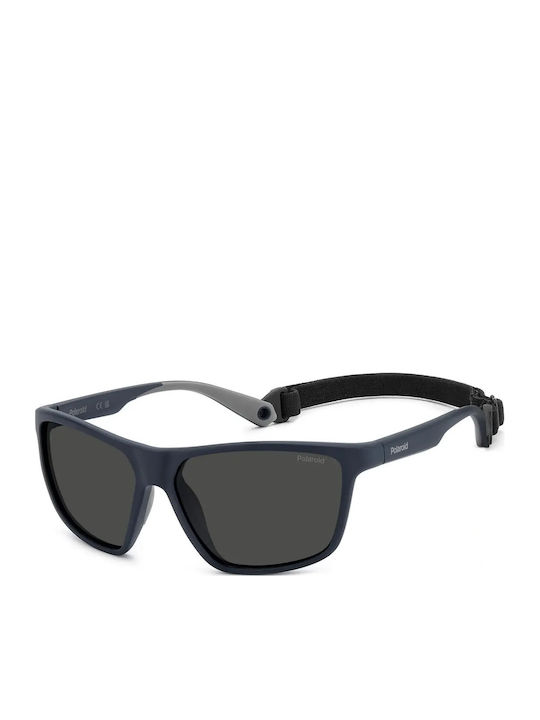 Polaroid Men's Sunglasses with Blue Plastic Frame and Gray Lens PLD7040/S FLL/M9