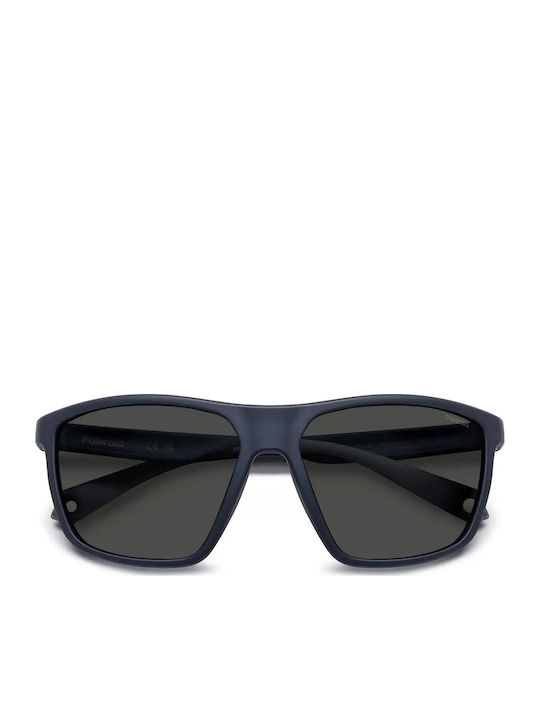 Polaroid Men's Sunglasses with Blue Plastic Frame and Gray Lens PLD7040/S FLL/M9