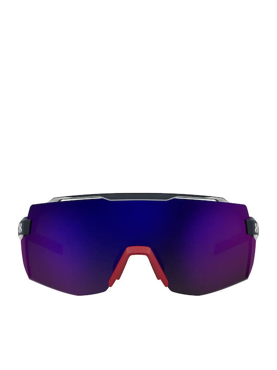 Under Armour Unisex Sunglasses with Black Horn-Rimmed Frame and Multicolour Mirror Lens