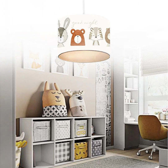 HomeMarkt Kids Fabric Single Ceiling Light E27 Cute Animals White 60W 30x70cm