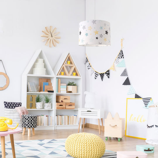 Veis Funky Stars Einfaches Licht Kinderdeckenleuchte Deckenleuchte 60W mit Fassung E27 Weiß 35x24cm
