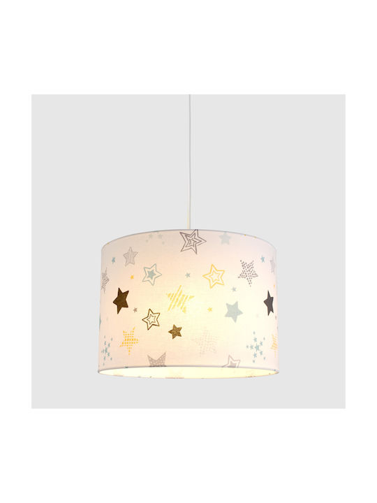 Veis Kids Fabric Single Ceiling Light E27 Funky Stars White 60W 35x24cm
