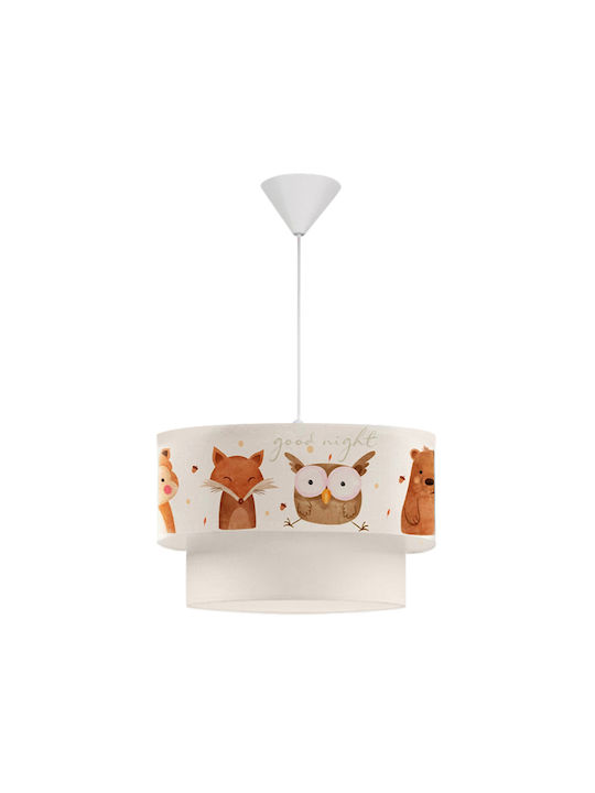 Megapap Kids Fabric Single Ceiling Light E27 Peppa Animal Brown 60W 30x20cm