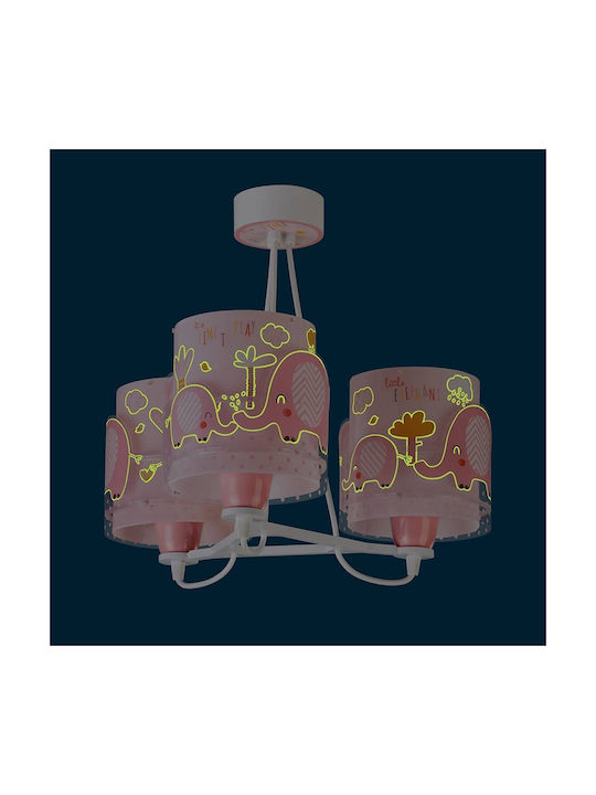 Ango Kids Plastic Chandelier Ceiling Light E27 Little Elephant Pink 23W