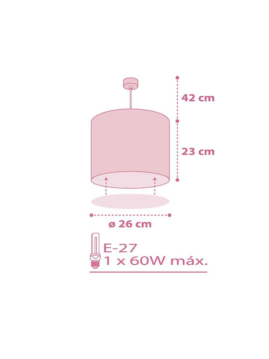 Ango Kids Plastic Single Ceiling Light E27 Sweet Dreams Pink 60W 26x25cm