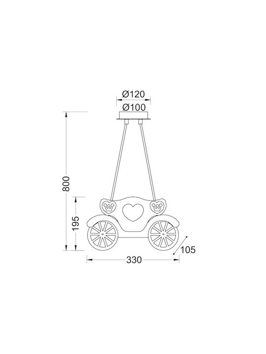 Aca Kids Metallic / Plastic Chandelier Ceiling Light E27 Carriage Blue 40W