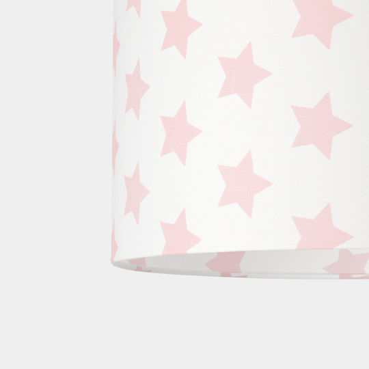 Veis Kids Fabric Single Ceiling Light E27 Hesperis Big Stars Pink 60W