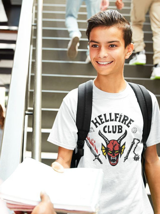 Παιδικό T-shirt Μαύρο Stranger Things Hellfire Club