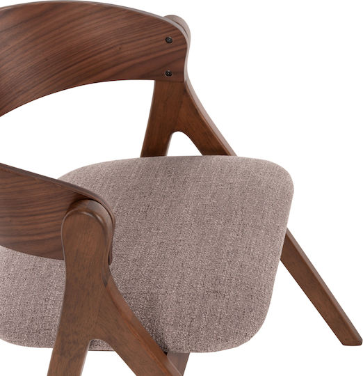 Rubberwood Dining Room Wooden Armchair Walnut-beige 56x55x78cm 2pcs