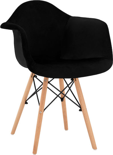Mirto Stühle Speisesaal Black Velvet-Black Metal 2Stück 62x62x80cm