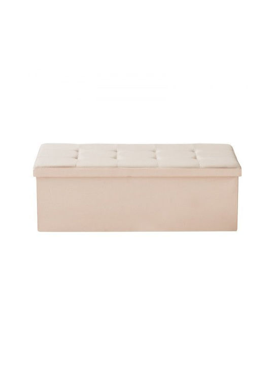 Collapsible Bench Stool with Storage Space Wooden Beige