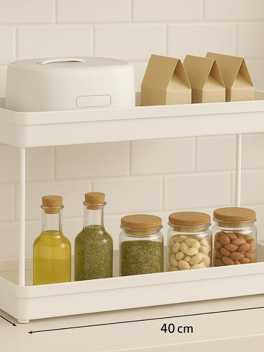 Bază De Organizare Pentru Chiuveta De Bucătărie Din Plastic Alb 40x13x30cm