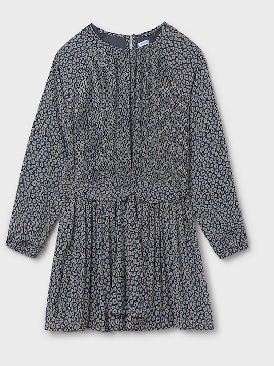 Mädchenkleid Langärmelig Set aus 2 mit Mantel und Zubehör Blau