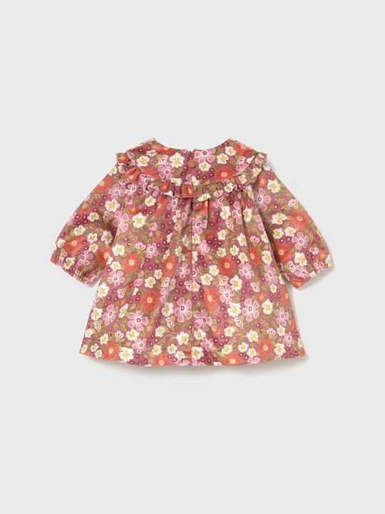 Mädchenkleid Langärmelig Samt Blumen Set aus 2 Rosa
