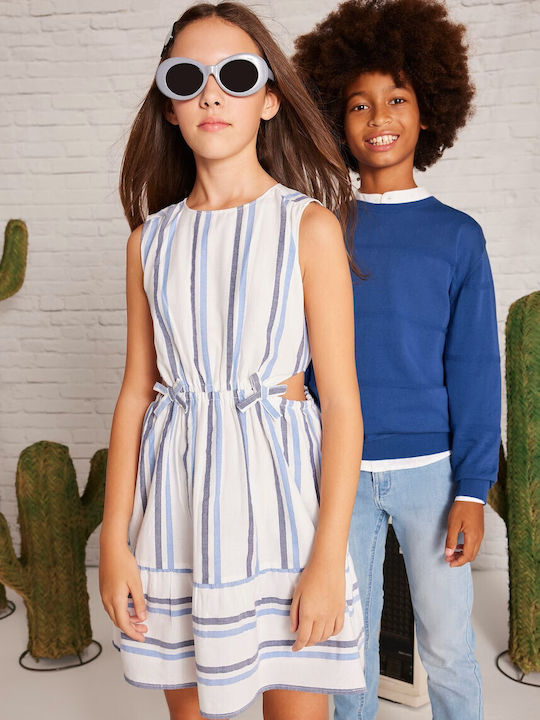 Kinderkleid Ärmellos Gestreift Blue