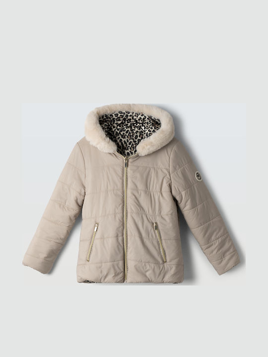Kids' Fur Double Sided with Hood Beige