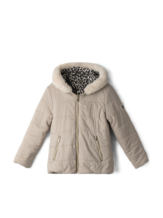 Kids' Fur Double Sided with Hood Beige