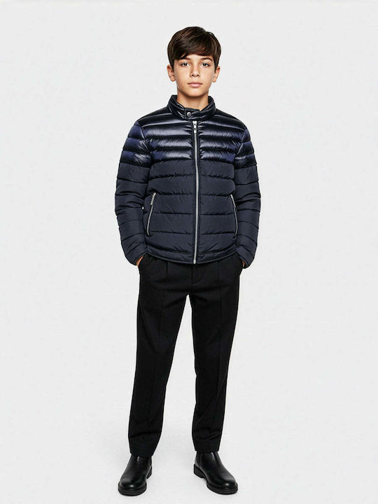 Kids' Quilted Jacket Short with Lining & Hood Blue